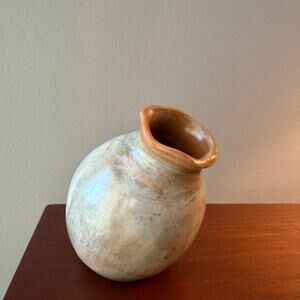 Studio Handmade Natural Clay Body Vase with Weathered Mottled Patina